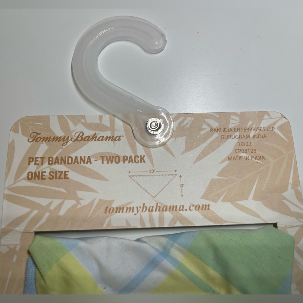 Tommy Bahama Pet Bandana 2 Pack Dogs One Size Blue & Blue & Yellow Plaid NEW!! - Picture 5 of 5